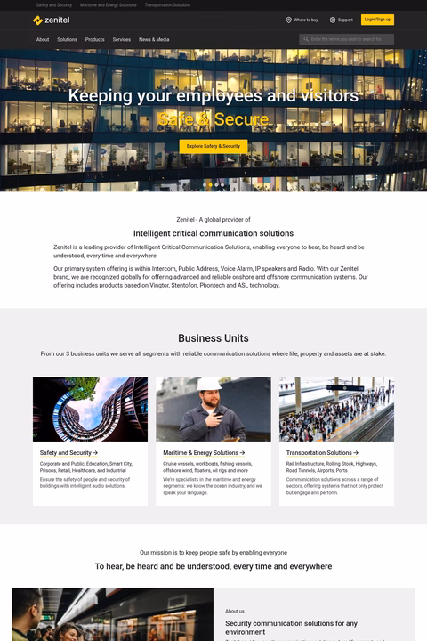 Zenitel Homepage 1440px
