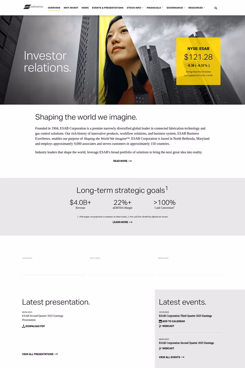 Esab-Corporation Homepage 1440px