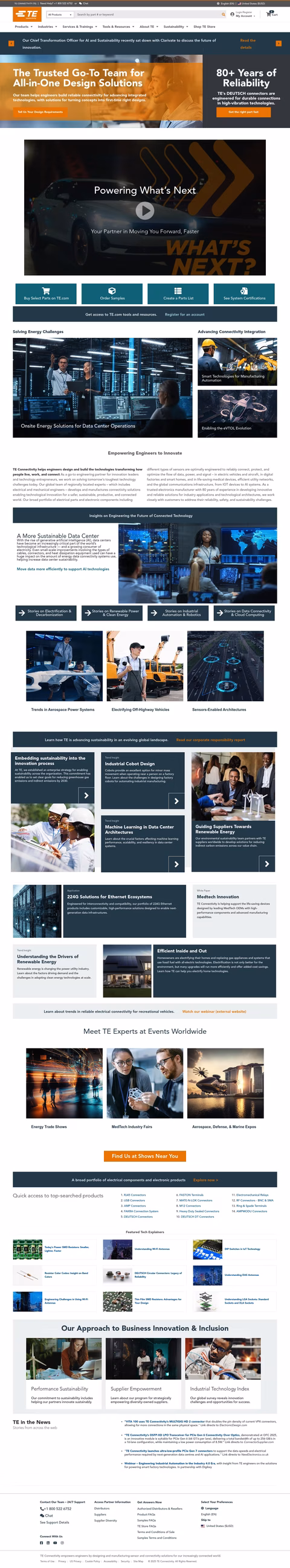 Te-Connectivity Homepage 1440px