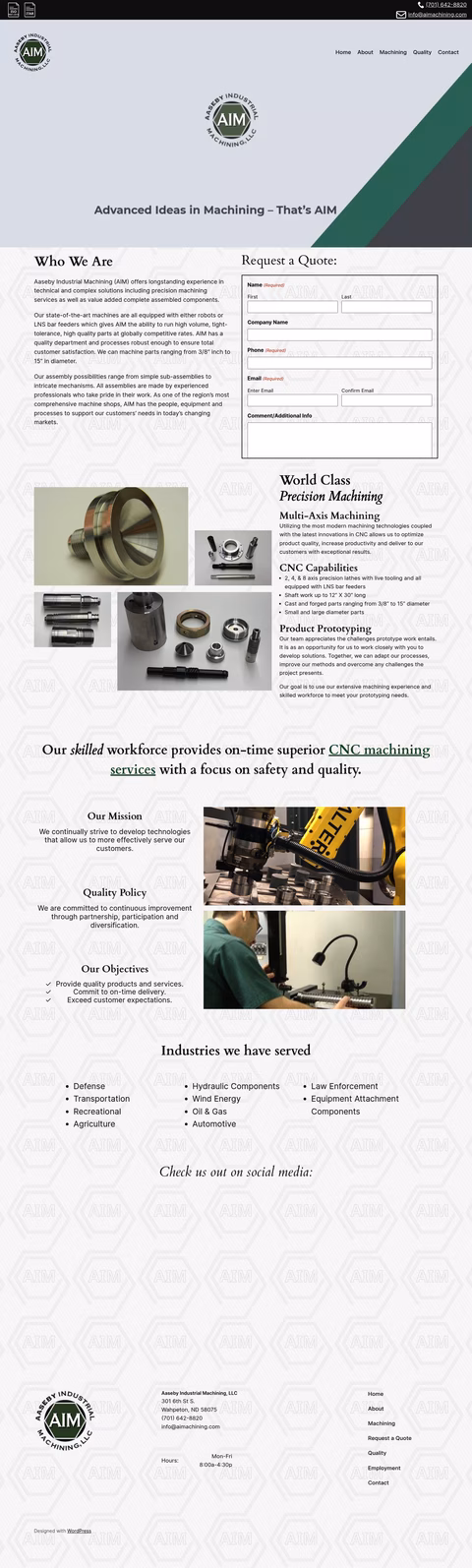 Aaseby-Industrial-Machining Homepage 1440px