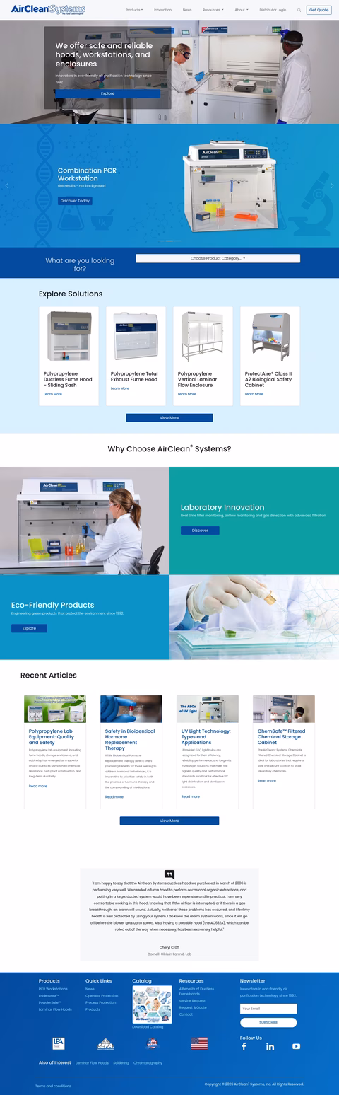 Airclean-Systems Homepage 1440px
