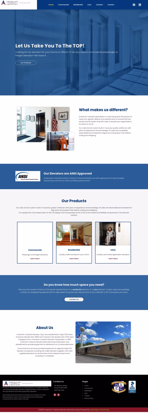 American-Crescent-Elevator-Manufacturing Homepage 1440px