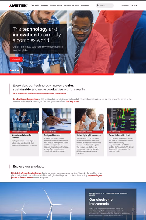 Ametek Homepage 1440px