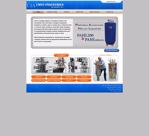 Cryo-Industries Homepage 1440px