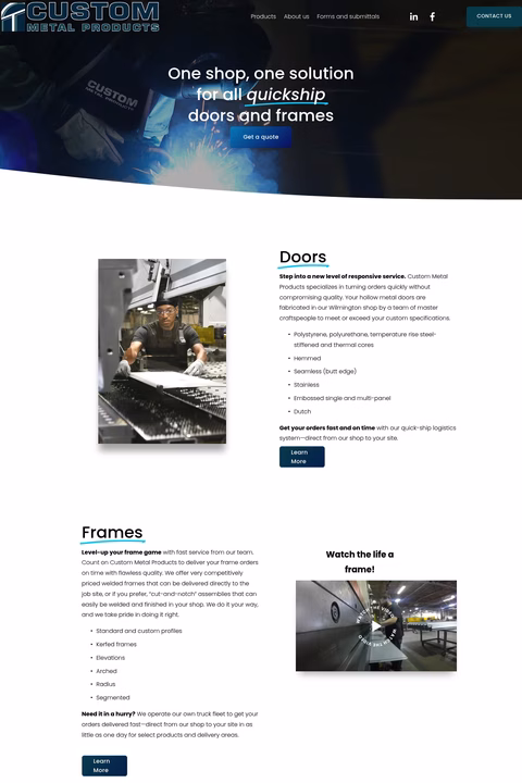 Custom-Metal-Products Homepage 1440px
