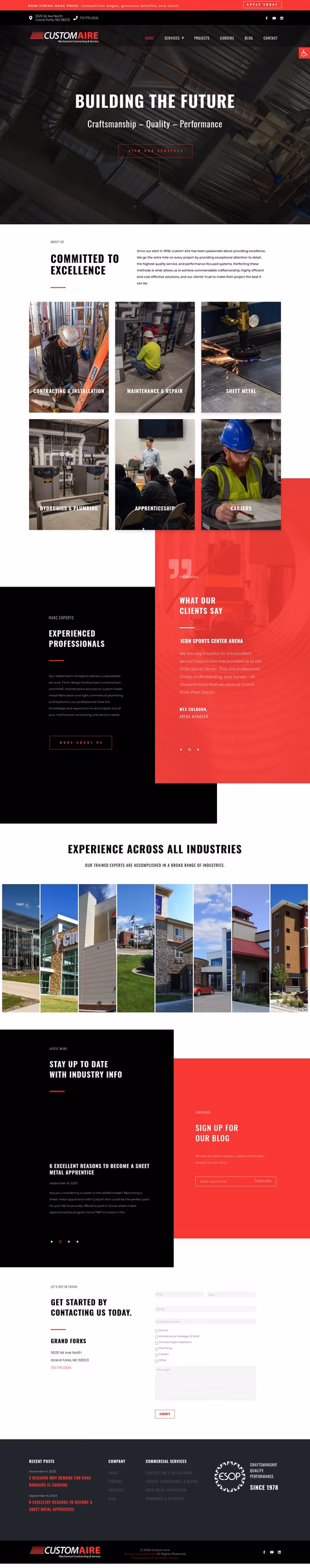 Custom-Aire-Mechanical-Contracting-Service Homepage 1440px