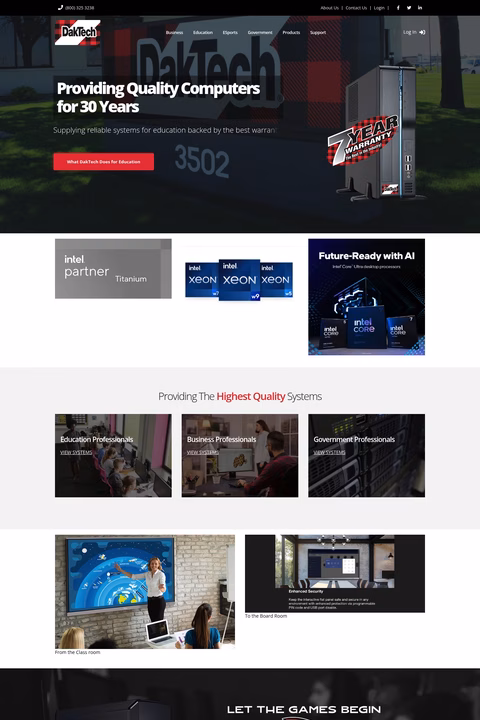 Daktech-Computers Homepage 1440px