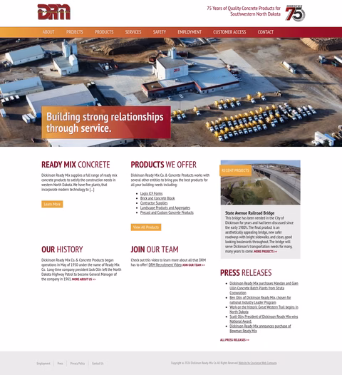 Dickinson-Ready-Mix-Concrete Homepage 1440px