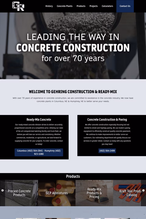 Gehring-Construction-Ready-Mix Homepage 1440px