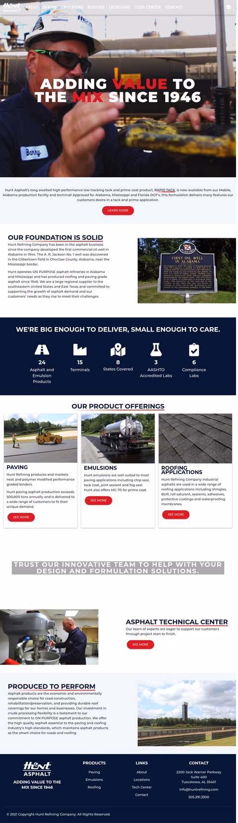 Hunt-Refining-Company Homepage 1440px