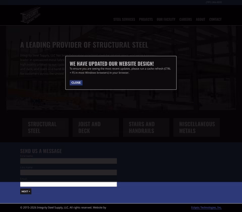 Integrity-Steel-Supply Homepage 1440px