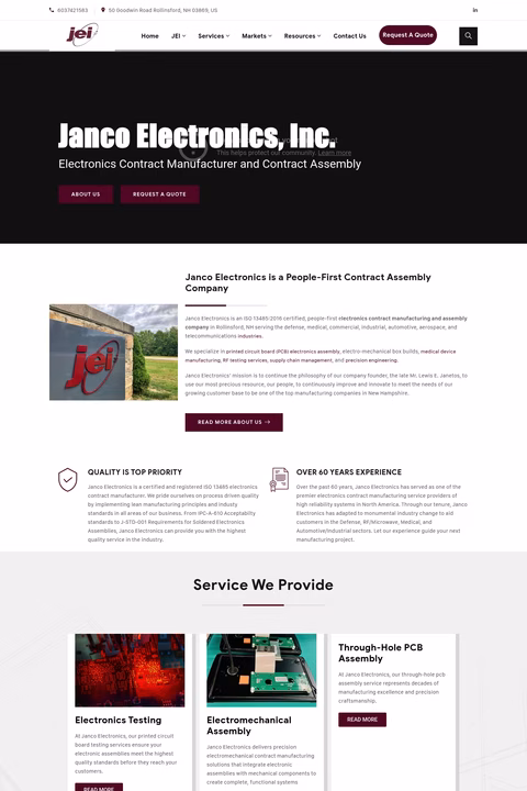 Janco-Electronics Homepage 1440px