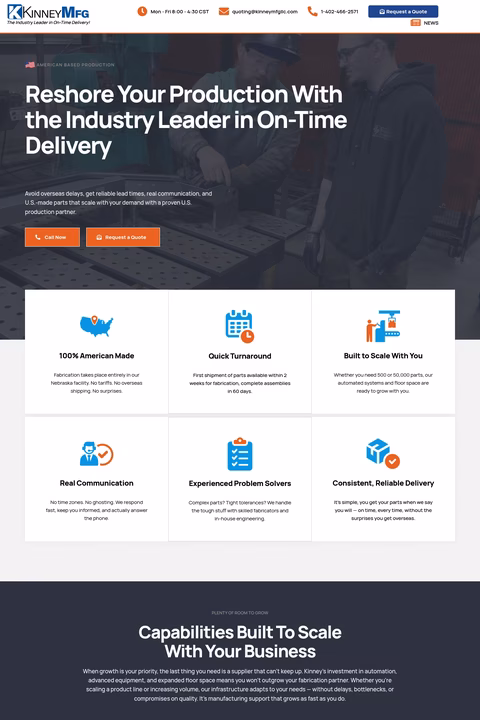 Kinney-Manufacturing Homepage 1440px