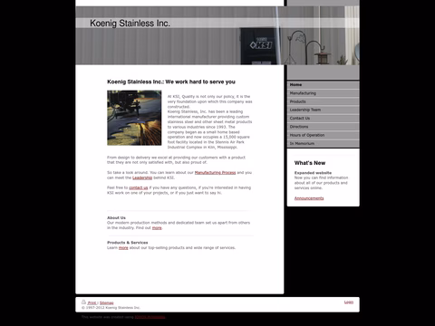 Koenig-Stainless-Inc Homepage 1440px