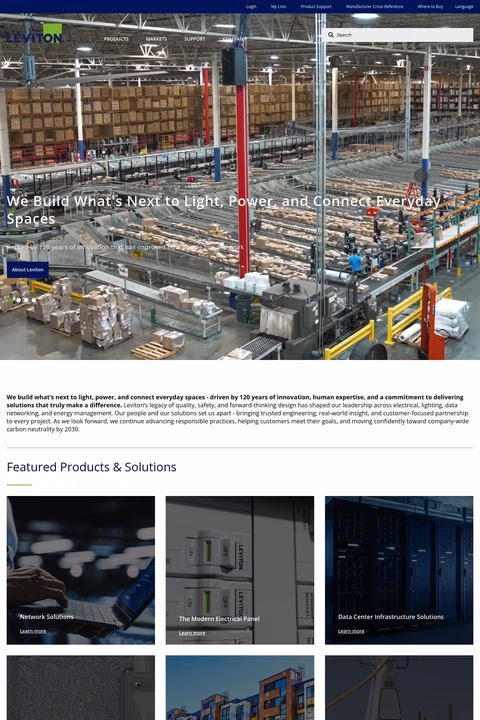 Leviton-Manufacturing Homepage 1440px
