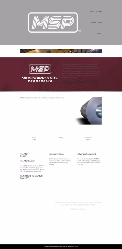 Mississippi-Steel-Processing Homepage 1440px