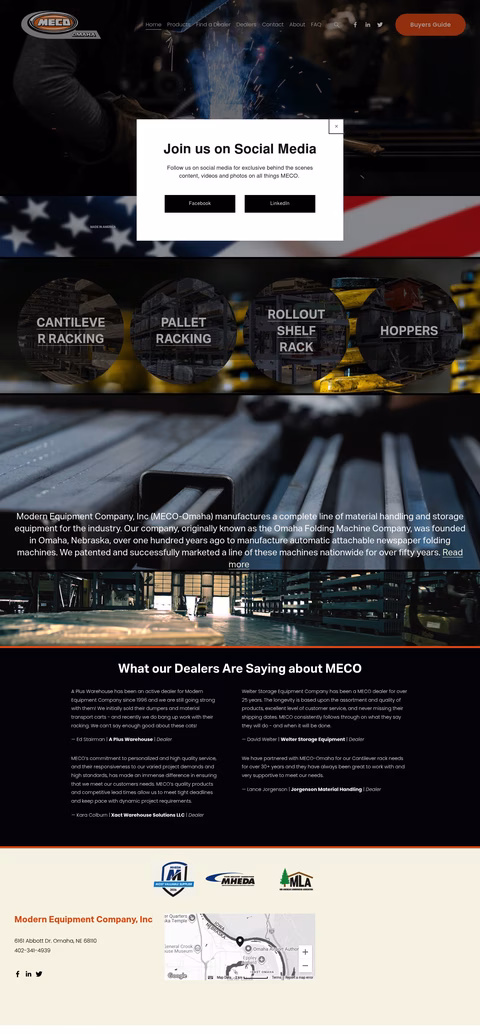 Modern-Equipment-Company Homepage 1440px