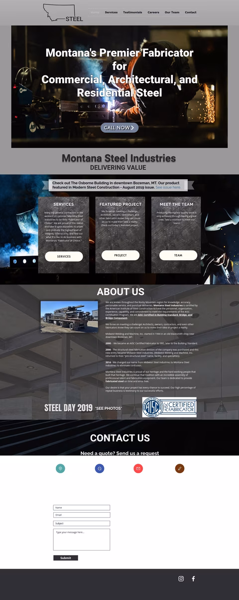 Montana-Steel-Industries Homepage 1440px
