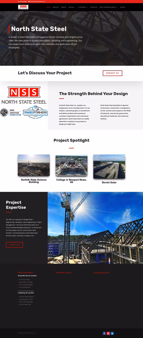 North-State-Steel Homepage 1440px