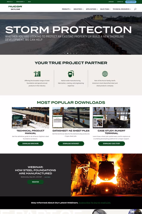Nucor-Skyline-Steel Homepage 1440px