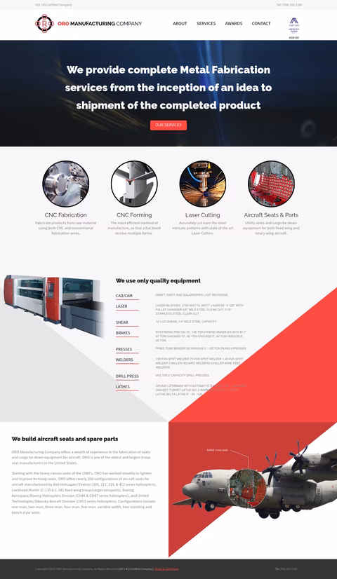 Oro-Manufacturing-Company Homepage 1440px