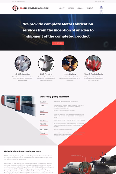 Oro-Manufacturing-Company Homepage 1440px