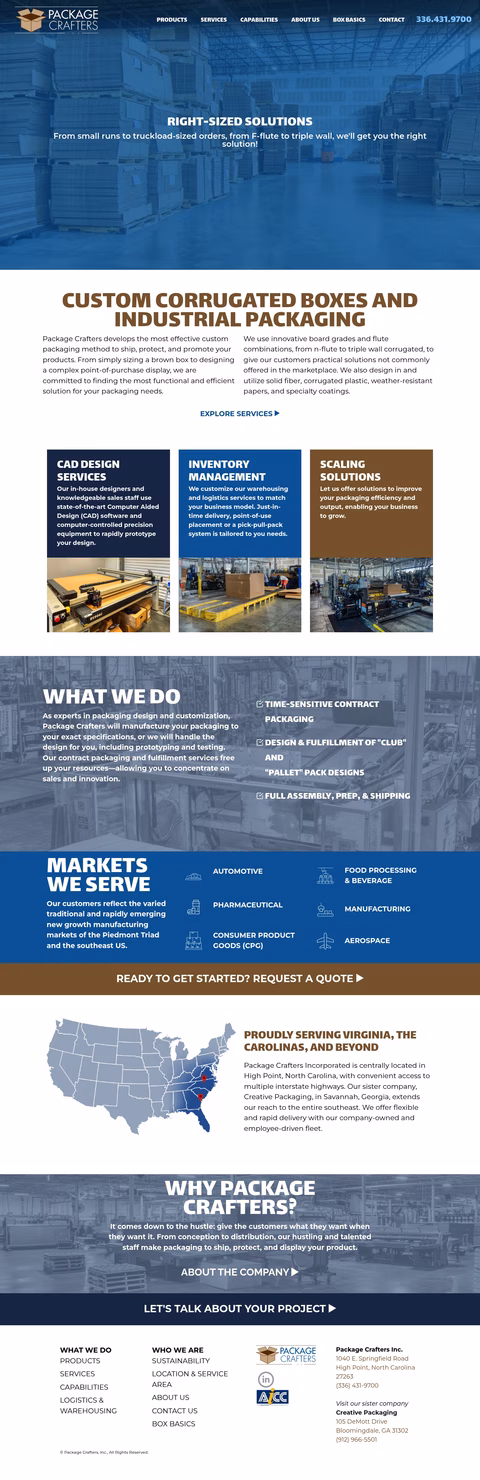 Package-Crafters Homepage 1440px