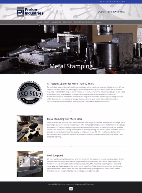Parker-Industries-Metal-Stampings Homepage 1440px