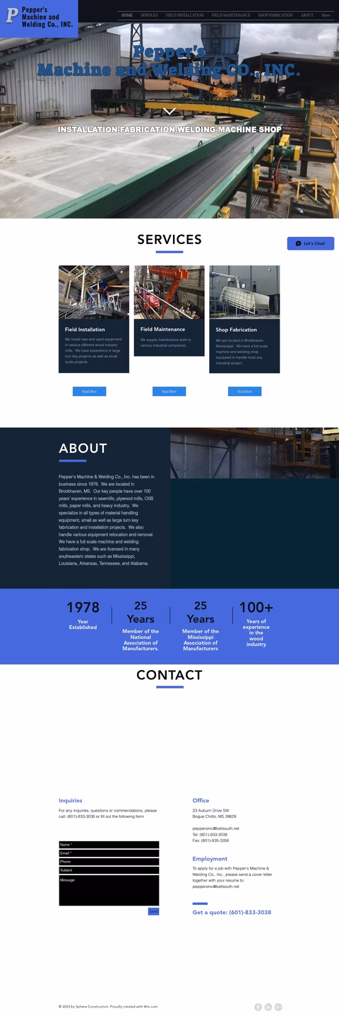 Peppers-Machine-Weld-Company Homepage 1440px