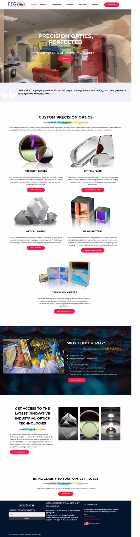 Pfg-Precision-Optics Homepage 1440px