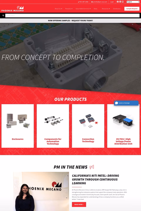 Phoenix-Mecano Homepage 1440px