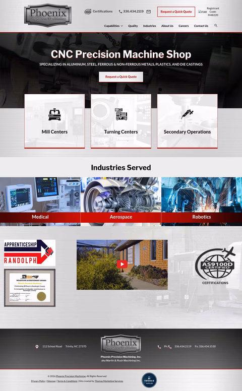Phoenix-Precision-Machining Homepage 1440px