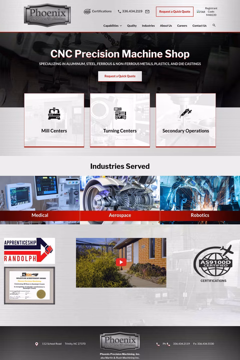 Phoenix-Precision-Machining Homepage 1440px