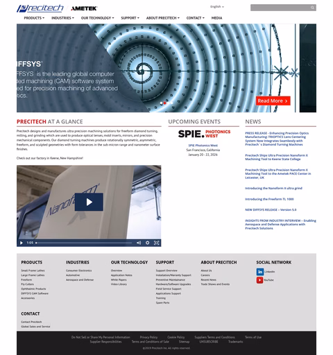 Precitech Homepage 1440px