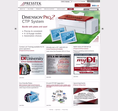 Presstek Homepage 1440px