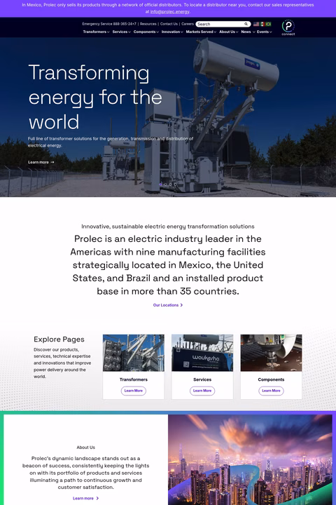Prolec-Energy Homepage 1440px