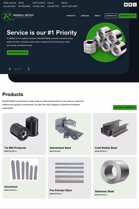 Randall-Metals-Corporation Homepage 1440px