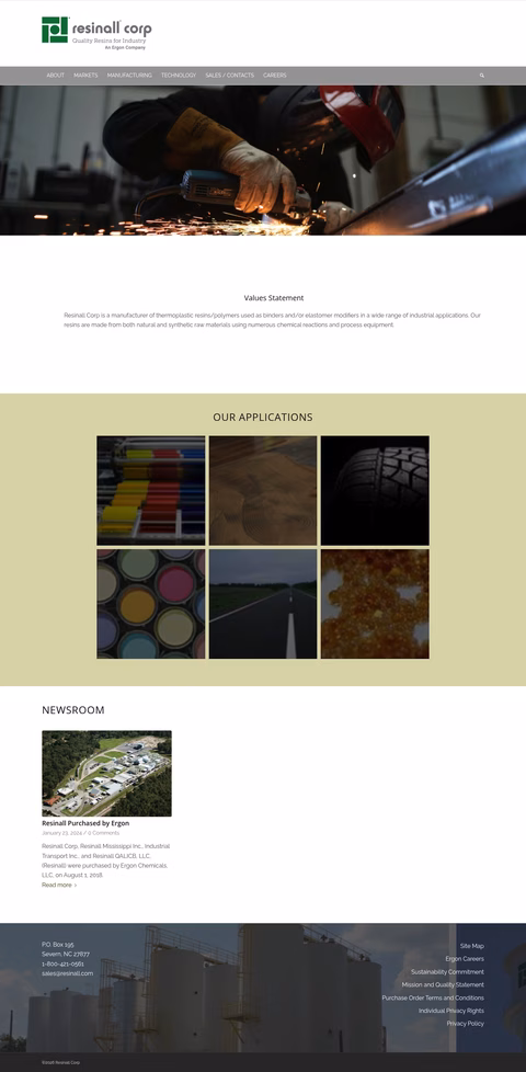 Resinall-Corp Homepage 1440px