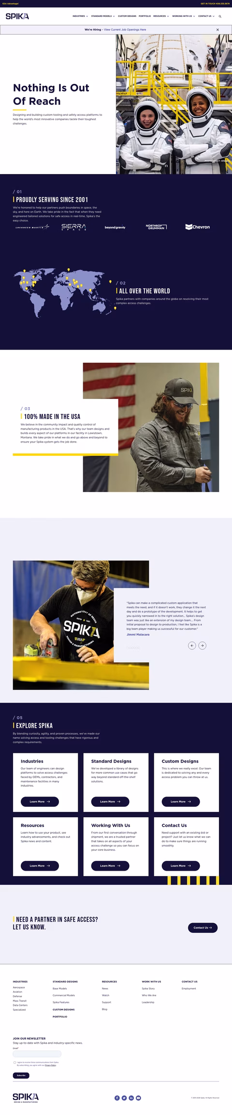 Spika-Design-Manufacturing Homepage 1440px