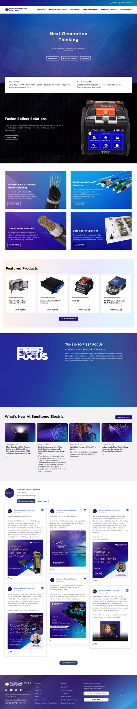 Sumitomo-Electric-Lightwave Homepage 1440px