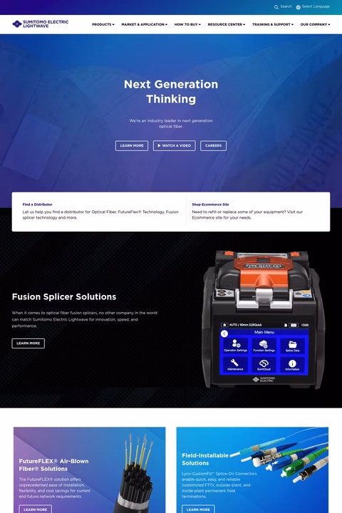 Sumitomo-Electric-Lightwave Homepage 1440px