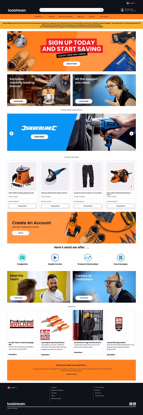 Toolstream Homepage 1440px