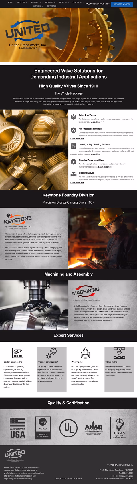United-Brass-Works Homepage 1440px