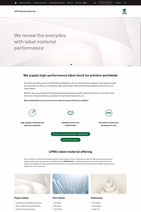 Upm-Adhesive-Materials Homepage 1440px