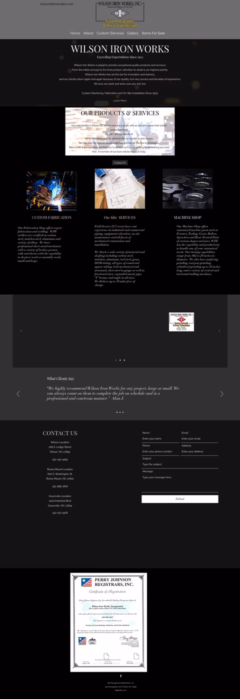 Wilson-Iron-Works Homepage 1440px