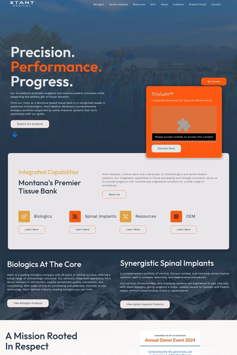 Xtant-Medical Homepage 1440px