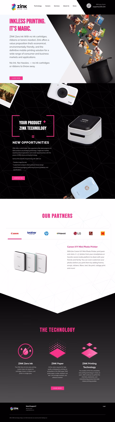 Zink-Zero-Ink Homepage 1440px