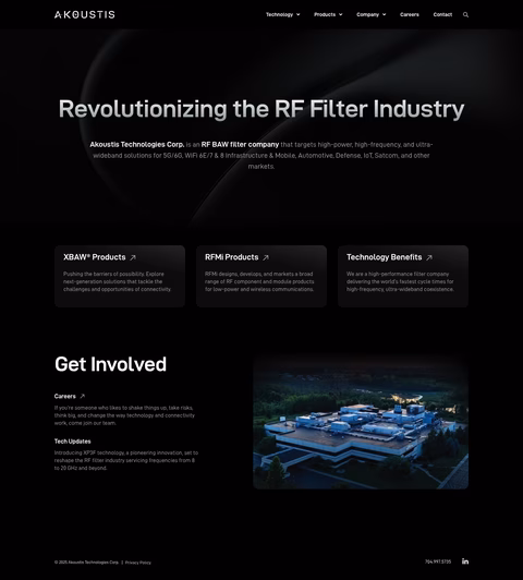 Akoustis Homepage 1440px