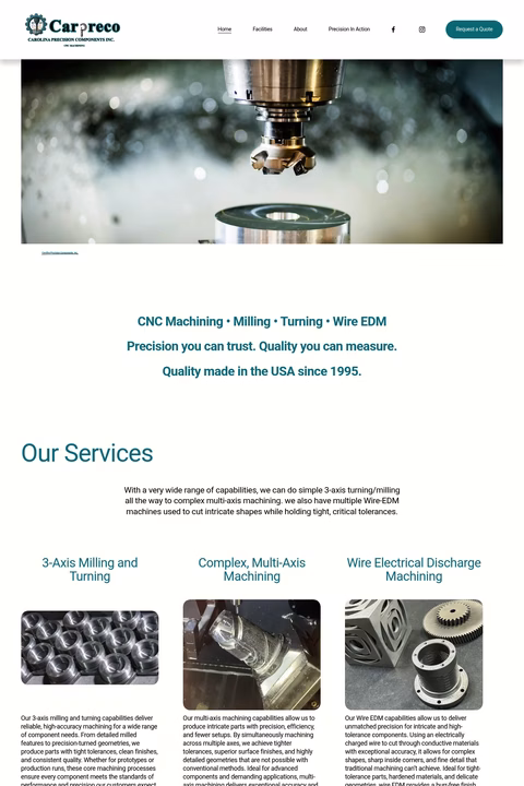 Carolina-Precision-Components Homepage 1440px