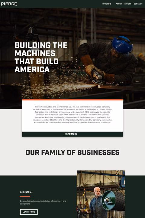 Pierce-Construction-And-Maintenance Homepage 1440px